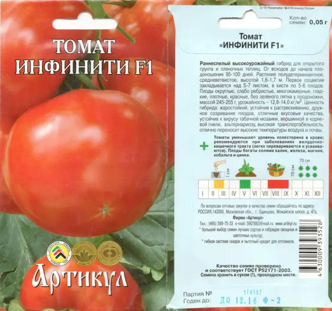 Отзыв о Семена томатов Планета семян «Инфинити F1» | Крупные, кисло-сладкие томаты.