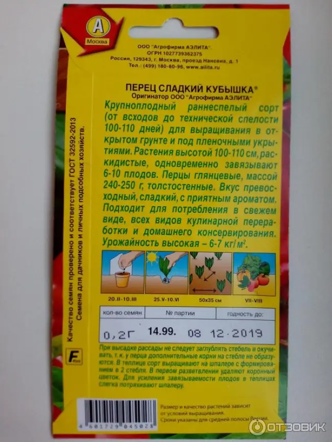 Перец Кубышка: описание и характеристика сладкого болгарского сорта, фото семян Аэлита, отзывы кто сажал и выращивал об урожайности, высота растения